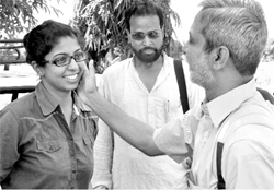 Prashant Rahi with his family members after being released from a prison in Haridwar on Sunday