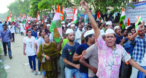 The rush at the entrance of the Ramlila Maidan.