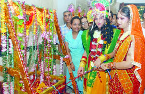 Devotees celebrate Janmashtami at Birla Mandir in New Delhi 