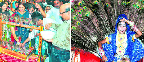 Janmashtami is celebrated in Haridwar on Monday. Tribune photo: Rameshwar Gaur