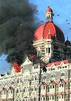 A file photo of the Taj Hotel in Mumbai during the 26/11 attacks.
