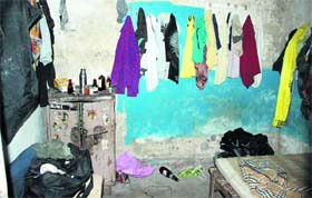 An inside view of the damp room where players stay
