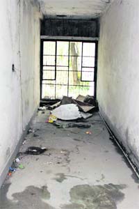 The kitchen in a dilapidated condition