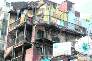 Century old buildings in the walled city of Amritsar  