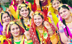 Girls all smiles during Teej celebrations in Ludhiana