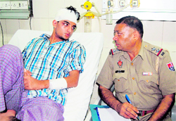 Akash Jaiswal, an MBA student of Guru Nanak Dev University, admitted to a private hospital in Amritsar on Wednesday 