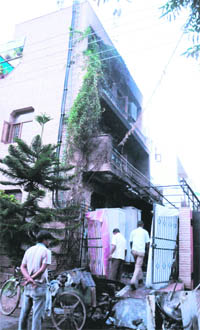 The duplex at Mani Majra in Chandigarh where a fire broke out after an LPG cylinder burst 