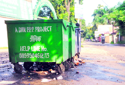 Garbage bins put up by a private company in a locality in Dehradun