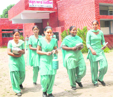 Students come out of the School of Nursing in Jalandhar