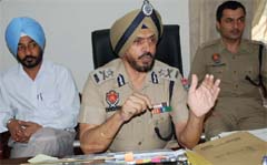 IGP Nirmal Singh Dhillon interacts with the media in Bathinda