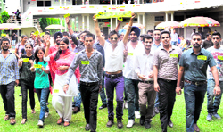 Students take out an election rally in Chandigarh on Friday