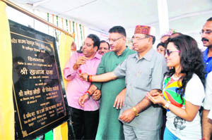 Sports Minister Khazan Das inaugurates an area of the Parade Ground set aside for sports activities in Dehradun on Friday. 