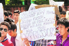 Shia Muslims take out a rally in support of Palestinians in Jammu on Friday.