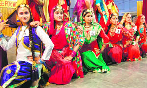 Students presenting a folk dance at a function organised to welcome fresh entrants to the college in Amritsar on Saturday.