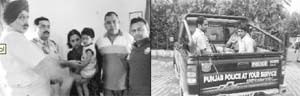 The three-year-old girl, who was kidnapped from Baltana, with her parents; and (right) the accused, Rob Singh, in police custody at Baltana 