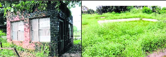 A view of a room of the local fisheries department in a dilapidated condition.