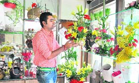 Ripul Grover buying flowers at Ferns and Petals