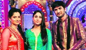 L-R Ankita Lokhande, Kareen Kapoor and Sushant Singh Rajput