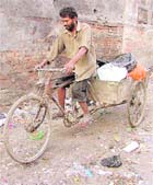 A private garbage collector ferries garbage in Ludhiana on Sunday.
