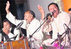 Wadali Brothers perform at the Guru Nanak Dev Bhawan in Ludhiana.