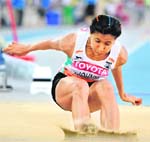 India's Mayookha Johny competes in the long jump final at the IAAF World Championships in Daegu on Sunday.
