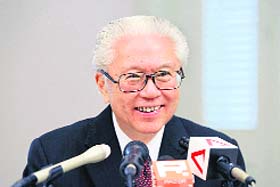 IN HOT SEAT: Newly elected Singapore President Tony Tan speaks to the media on Sunday