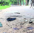 The accident site on the road separating Sectors 22-23 where four youths were killed early on Monday morning
