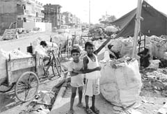 area encroached by ragpickers in front of residences at Sector 17 in Panchkula.
