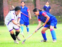 A match held between Welham Girls School and MKP Girls College in Dehradun on Monday. 