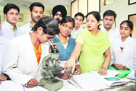 Students undertake the certificate course in AIDS awareness and family health education at the Mehr Chand Polytechnic College