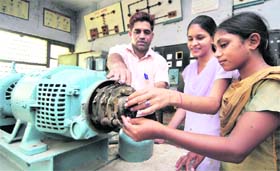 Try hands at an electric motor at ITI College in Ludhiana.