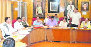 A member expresses his views at a Municipal Council meeting held in Mussoorie on Tuesday.