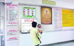 A patient waits outside the civil hospitals dispensary in Ludhiana to get medicines. 