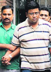 Mastermind of the PGI scam Gaurav Shalin at the District Court in Chandigarh on Wednesday