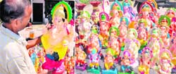 Lord Ganesha idols for sale at a shop in Ranipur on the occasion of Ganesh Chaturthi in Haridwar 