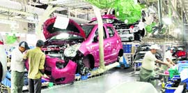 Production work on at Marutis plant in Manesar (Gurgaon) on Thursday.