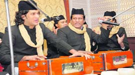 Chand Nizami and group performs at a function in Gurgaon.