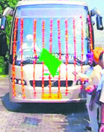 The new Punj-Aab bus being flagged off from Amritsar. 