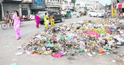 Garbage littered on GT Road near PNB Chowk in Jalandhar 