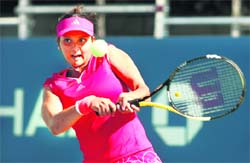 Sania Mirza in action at the US Open.  AFP