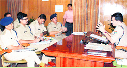 Deepam Seth, DIG (Garhwal), at a meeting with senior officials in Dehradun on Saturday
