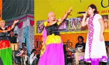 Himachali singer Geeta Bhardwaj performs at the Hamir Utsav in Hamirpur on Saturday.