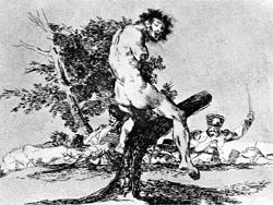These original etchings (top and above) by Spanish master Goya depicting the cruelty of wartime executions in Spain are on display in New Delhi