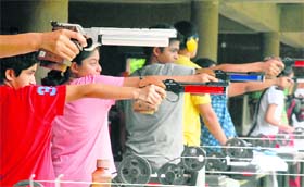 Shooters in action during the Chandigarh State Shooting Championship on Sunday