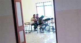 Students wait in vain for lecturers at Jawaharlal Nehru Engineering College in Sundernagar.