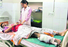 Pradeep, who was injured in the accident being treated in hospital