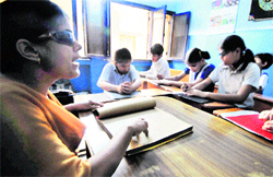 Maya in a classroom