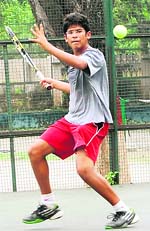 A player in action during AITA ranking Tennis Championship in Amritsar 