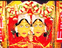 Idols of Goddesses Nanda and Sunanda at the Nayna Devi temple in Nainital.