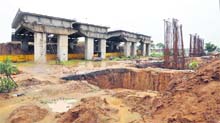 A view of the unfinished KMP Expressway near Manesar.